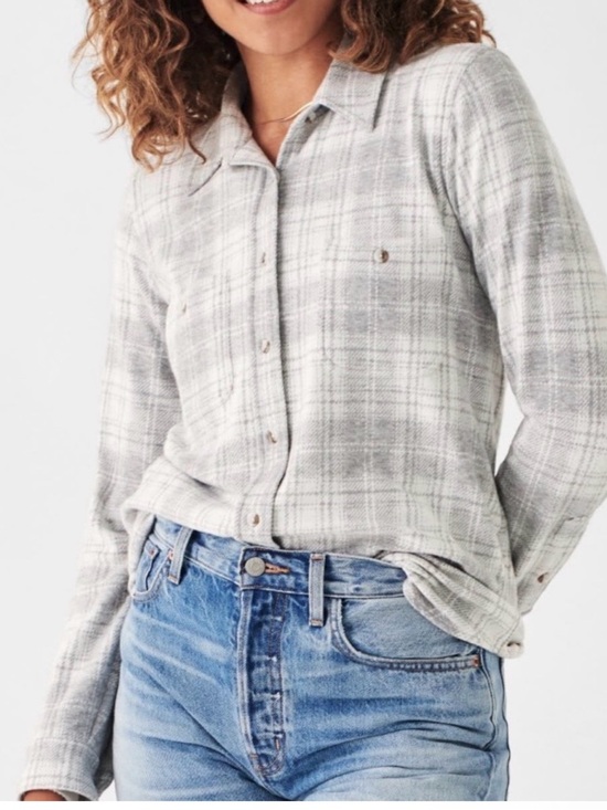 Faherty Tops - Faherty Legend Sweater Shirt Plaid XL Cozy Shacket Soft Knit Button Down